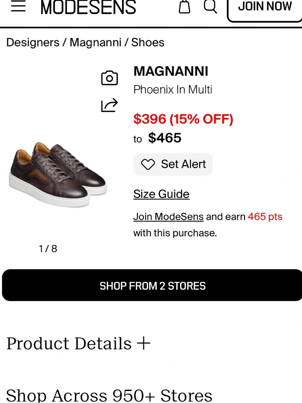 Magnanni Men's Phoenix Lace Up Sneakers Core: Grey/Brown size 10 Like new/no box